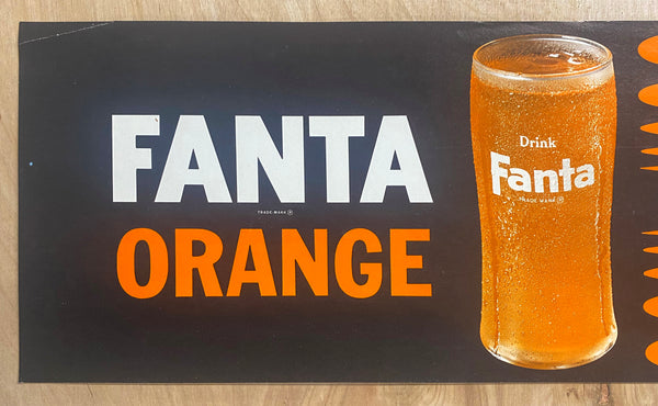 c.1962 Fanta Orange Tastes So Much Better Paper Sign Soda Vintage