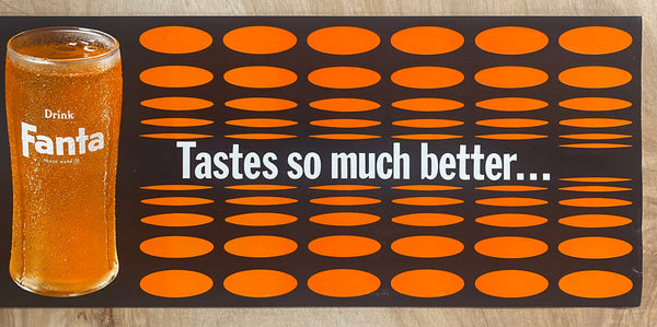 c.1962 Fanta Orange Tastes So Much Better Paper Sign Soda Vintage