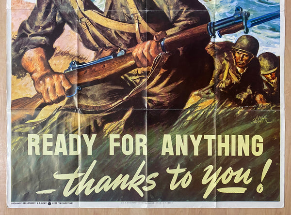 1943 Ready For Anything Thanks To You! US Army Ordnance Keep Em Shooting Amos Sewell