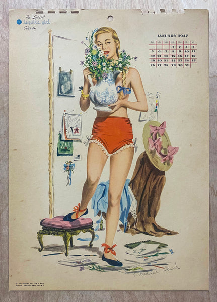 1947 Esquire Pinup Girl Calendar by J Frederick Smith All 12 Monthly Sheets Vintage