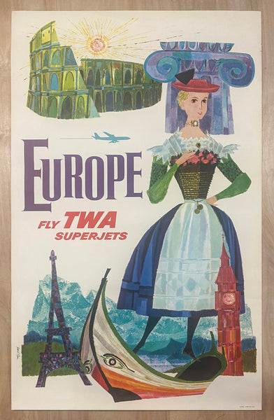 c. 1960s Europe Fly TWA Superjets by David Klein Airline Travel