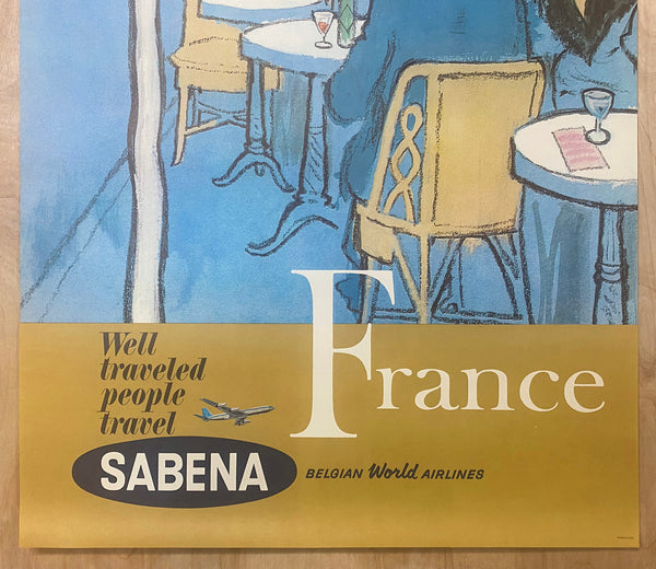 c.1950s Sabena Belgian World Airlines France Travel Vintage Original