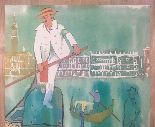 c.1950s Sabena Belgian World Airlines Venice Italy Gondolier Travel