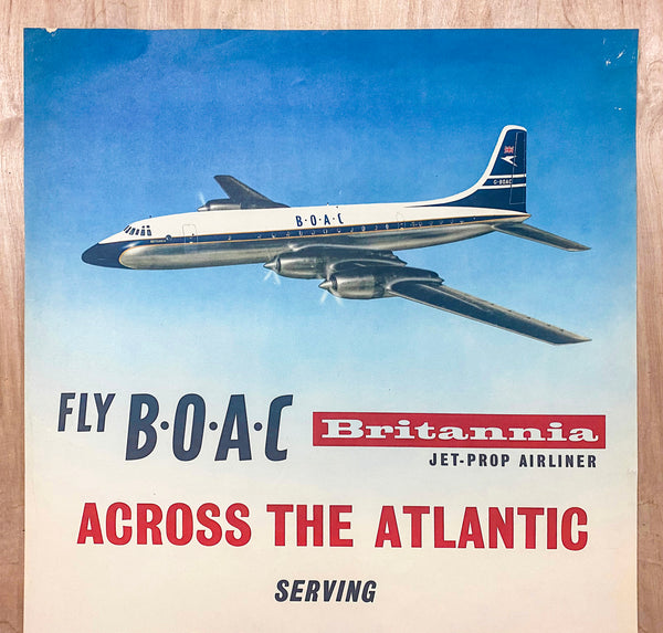 c.1958 Fly BOAC Britannia Jet-Prop Airplane Across The Atlantic London New York