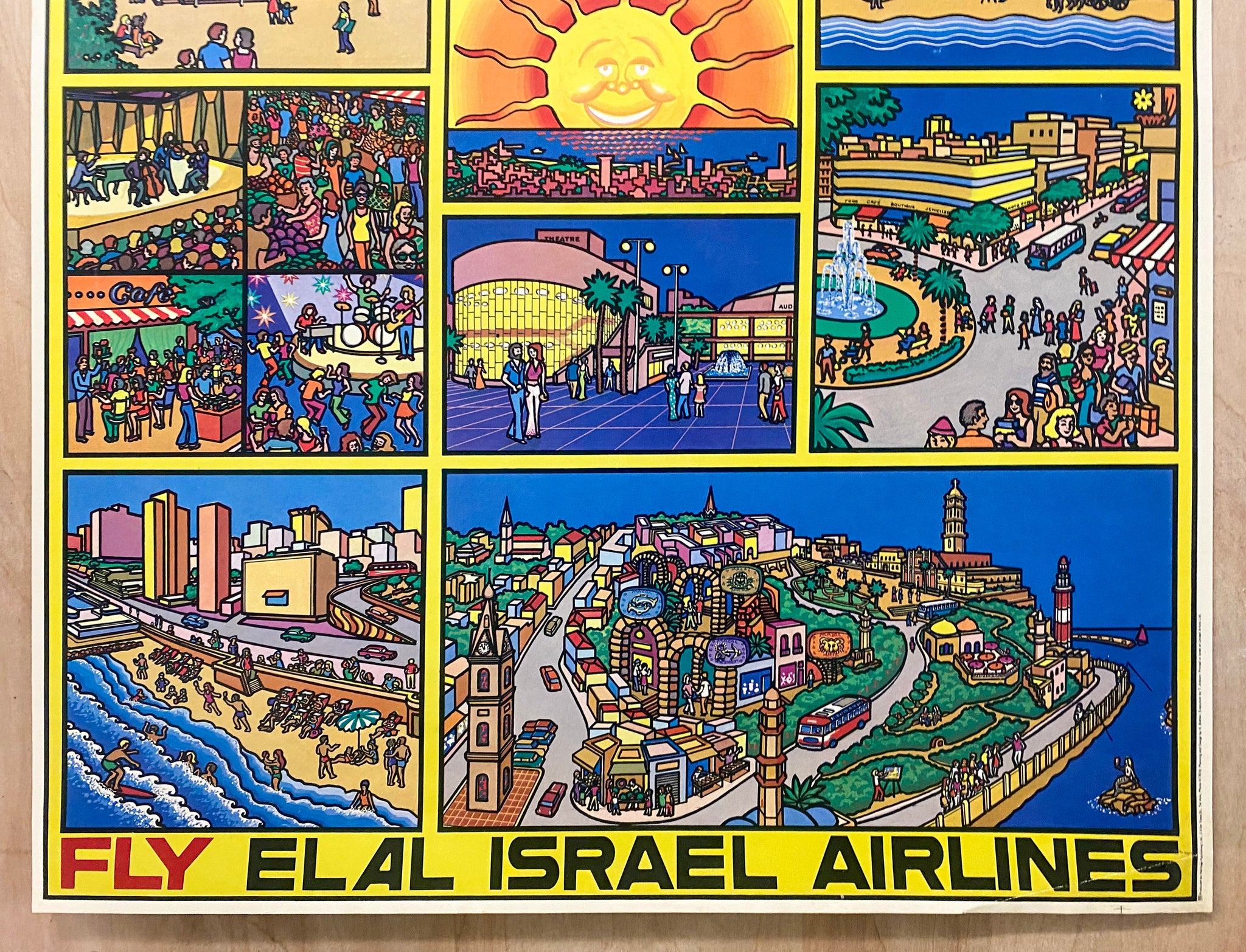 Poster Israel Airlines Vitrail Rxrm - Affiche Vintage 50x70 Cm - Haute Qualité