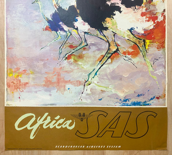 c.1955 SAS Africa by Otto Nielson Scandinavian Airlines System Ostriches