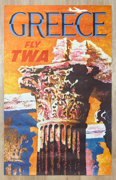 c.1960s Greece Fly TWA Jets by David Klein Parthenon Columns