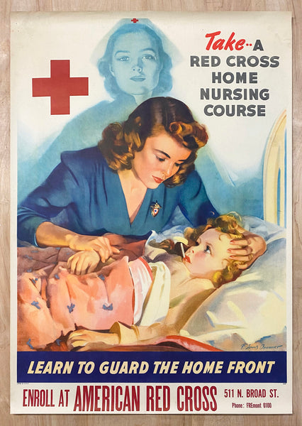 c.1944 Take a Red Cross Home Nursing Course Learn to Guard The Home Front WWII