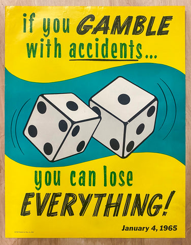 1965 If You Gamble With Accidents Clemprint Workplace Safety Dice Craps