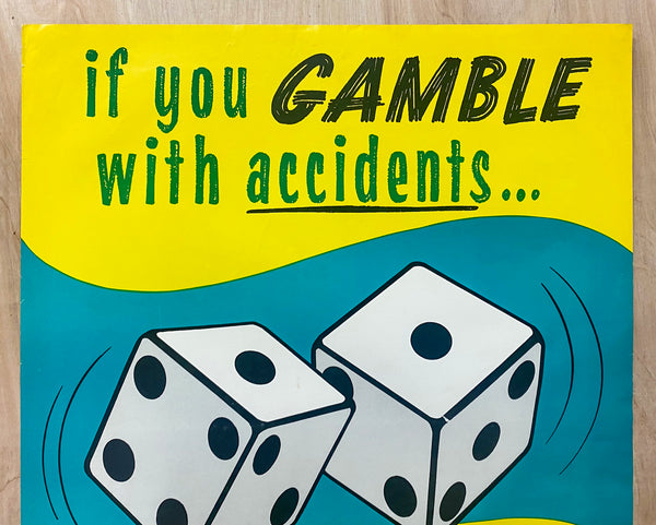 1965 If You Gamble With Accidents Clemprint Workplace Safety Dice Craps