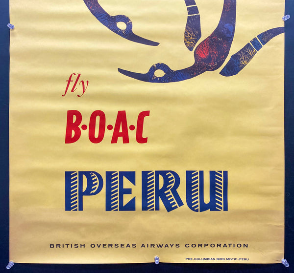 1961 Fly BOAC Peru British Overseas Airways Corporation Pre-Columbian Birds