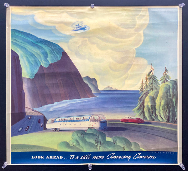 1944 Greyhound Bus Lines Calendar Top by Dale Nichols Look Ahead More Amazing America