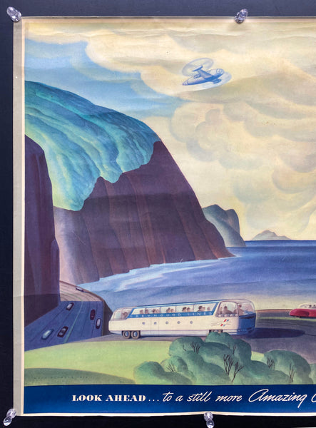 1944 Greyhound Bus Lines Calendar Top by Dale Nichols Look Ahead More Amazing America