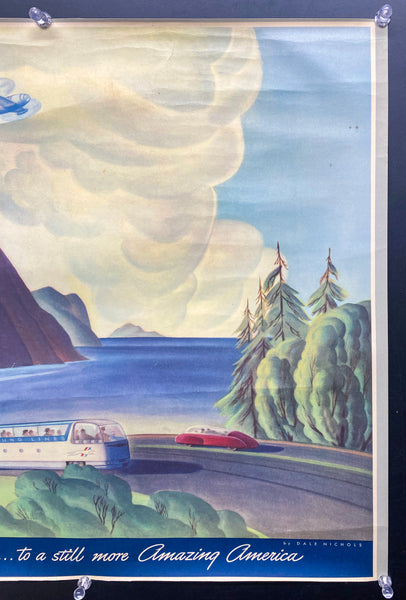 1944 Greyhound Bus Lines Calendar Top by Dale Nichols Look Ahead More Amazing America