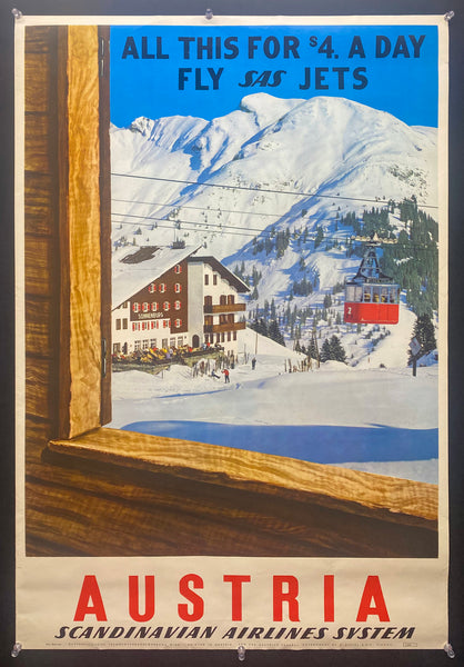 1960 Ski Austria for $4 A Day Scandinavian Airlines SAS Skiing