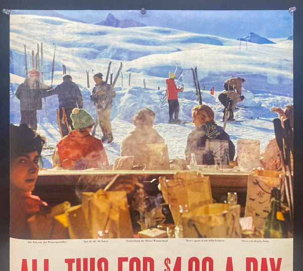 c.1960 Ski Switzerland for $4 A Day Scandinavian Airlines SAS Jets Skiing