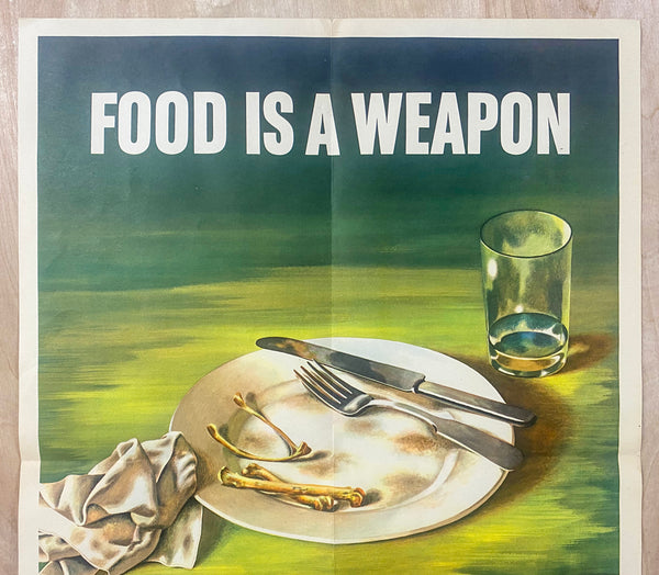 1943 Food Is A Weapon Don't Waste It OWI No. 58 WWII Wartime Nutrition