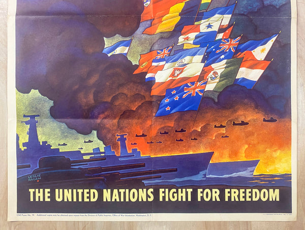 1943 The United Nations Fight For Freedom by Leslie Ragan WWII