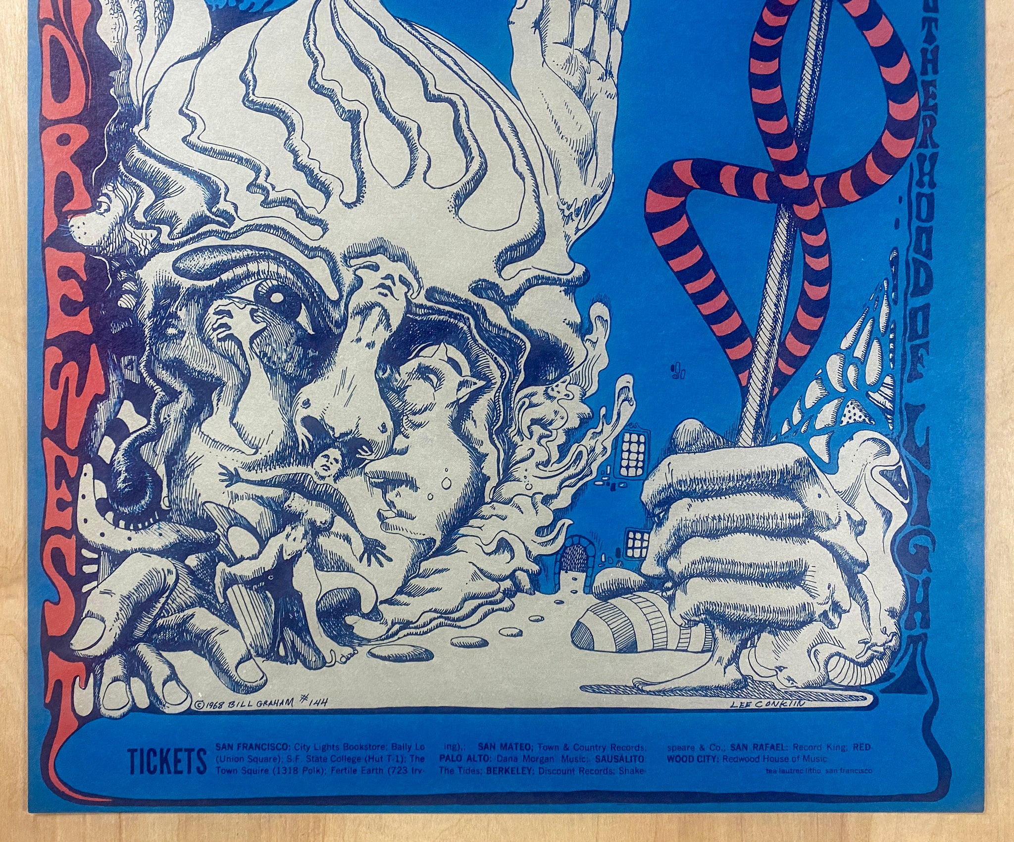 1968 Grateful Dead Quicksilver Bill Graham Poster BG-144 1st Print