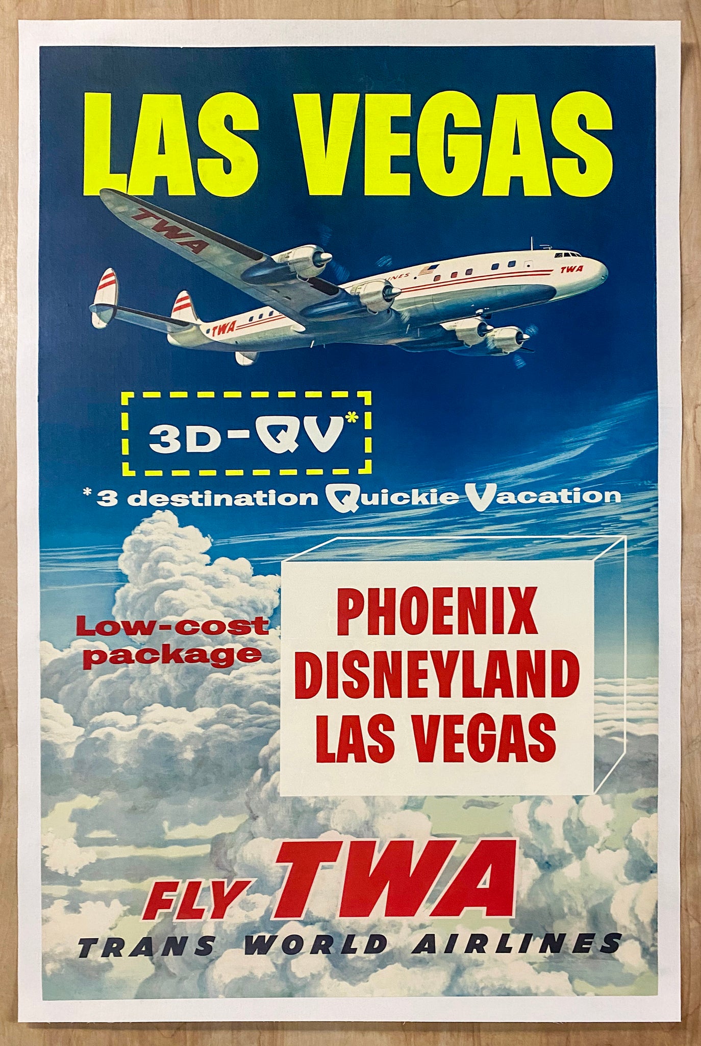 c.1955 FLY TWA Phoenix Disneyland Las Vegas Quickie Vacation RARE