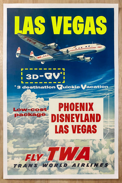 c.1955 FLY TWA Phoenix Disneyland Las Vegas Quickie Vacation RARE