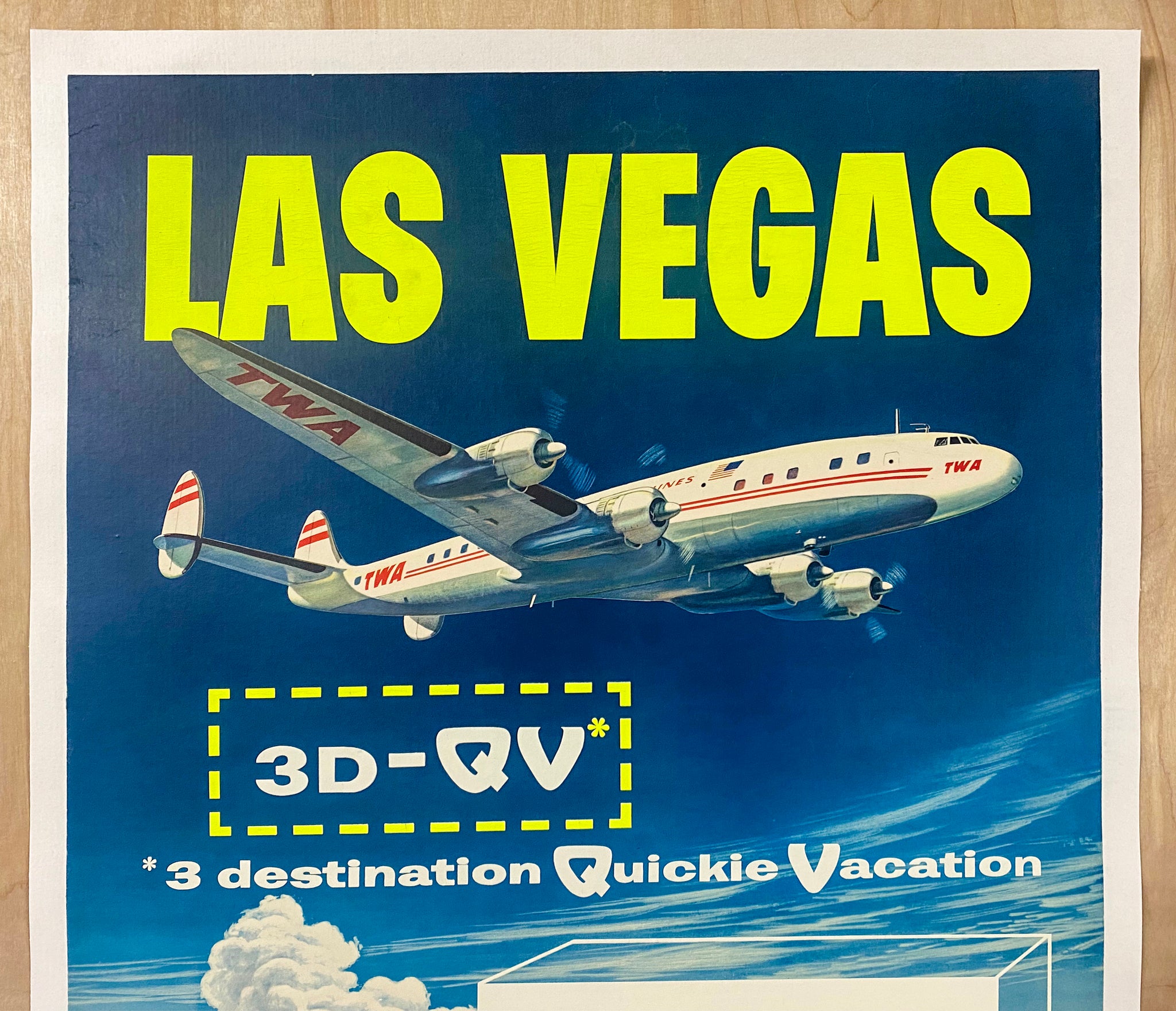 c.1955 FLY TWA Phoenix Disneyland Las Vegas Quickie Vacation