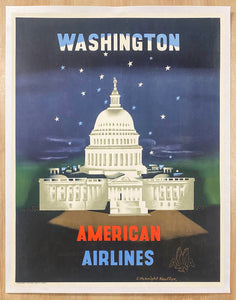 c.1950 Washington DC Capitol American Airlines Edward McKnight Kauffer