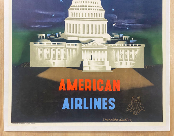 c.1950 Washington DC Capitol American Airlines Edward McKnight Kauffer