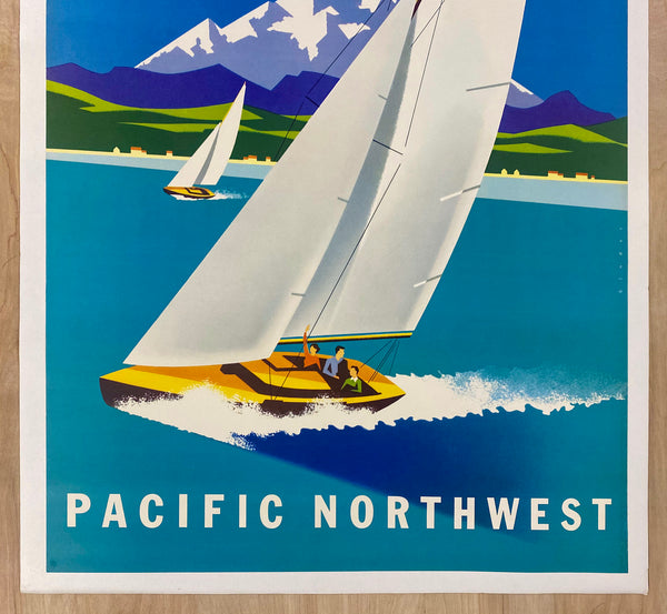 1957 United Air Lines Pacific Northwest by Joseph Binder Sailboats Modernist