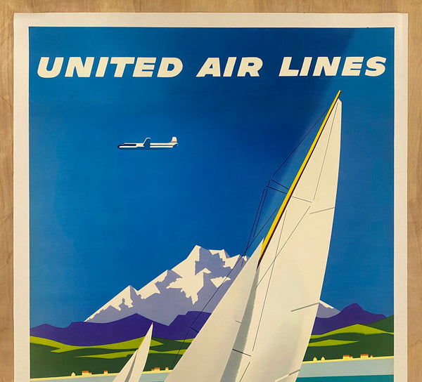 1957 United Air Lines Pacific Northwest by Joseph Binder Sailboats Modernist