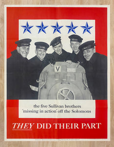 1943 Five Sullivan Brothers Missing In Action Off The Solomons USS Juneau WWII Half Sheet