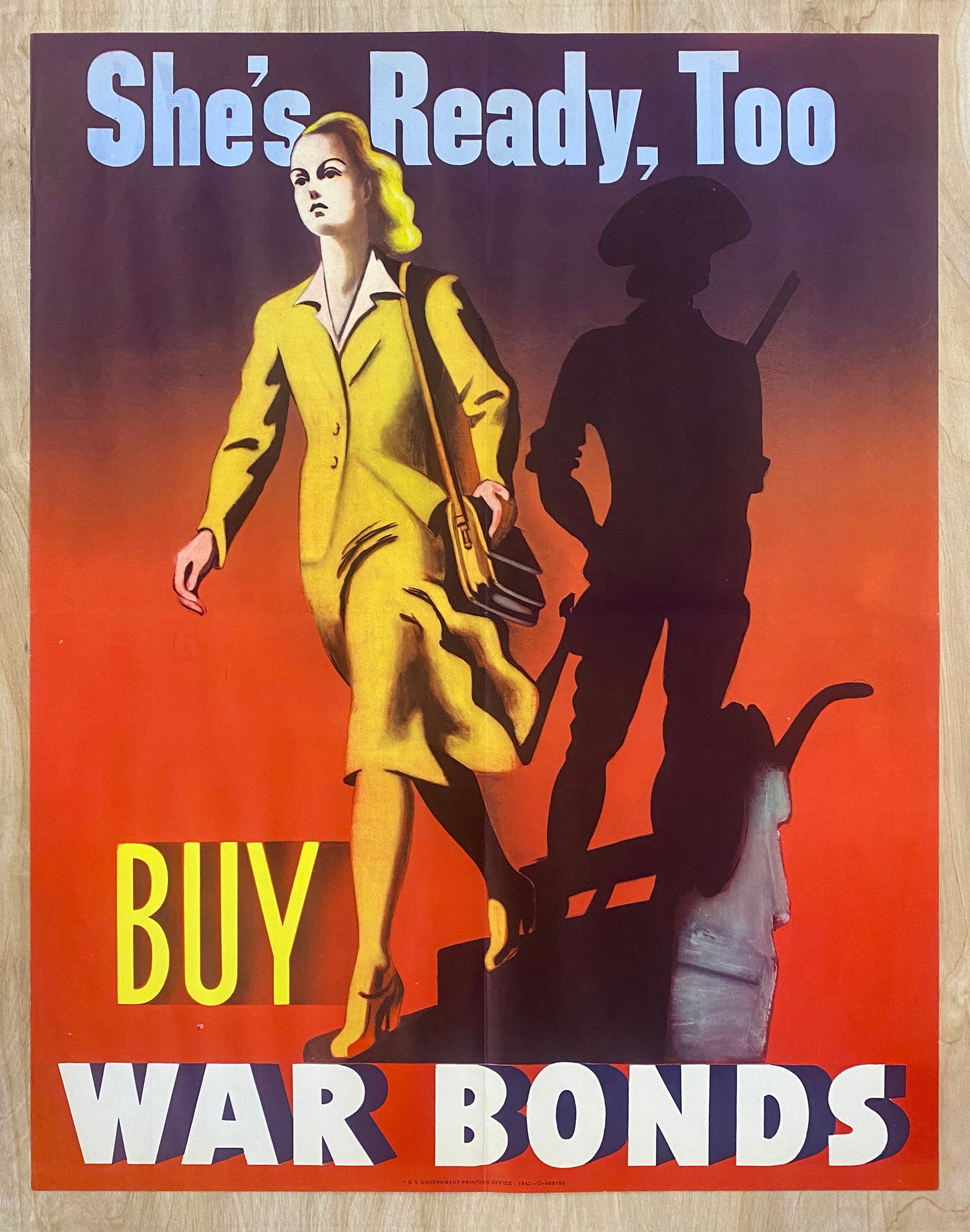 1942 She's Ready, Too Buy War Bonds WWII Homefront