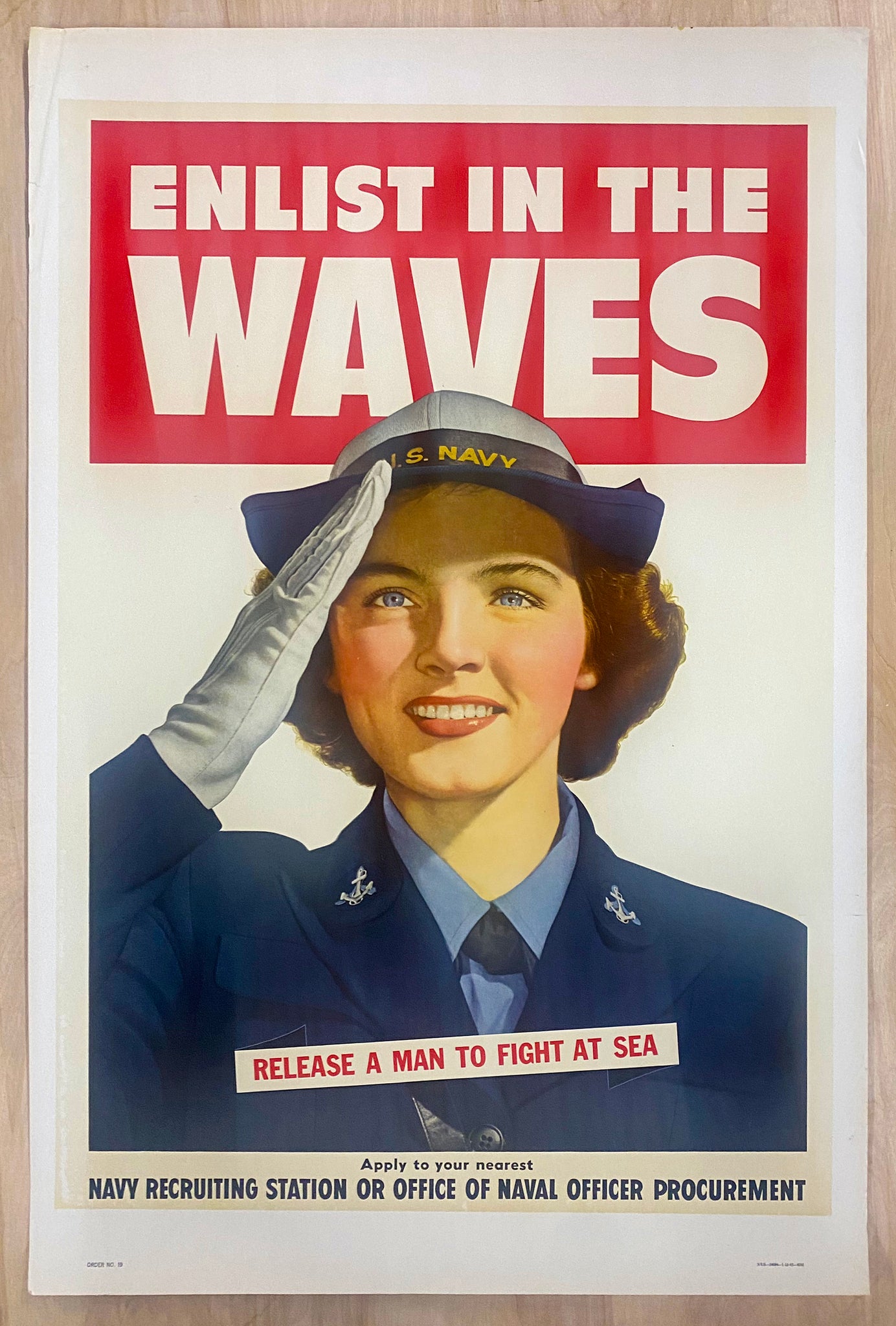 1943 Enlist In The WAVES Release A Man To Fight At Sea US Navy WWII