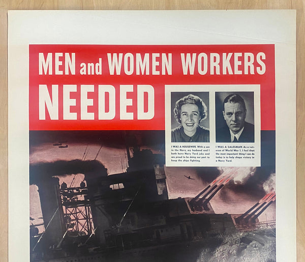 c.1942 Keep The Ships Fighting Work At Puget Sound Navy Yard WWII