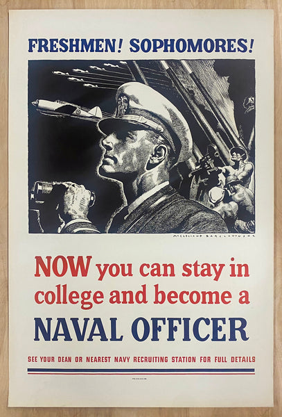 1942 U.S. Navy College Student Officer Recruiting McClelland Barclay WWII