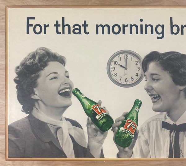 1955 7-Up For That Morning Break Cardboard Sign 7UP Soda