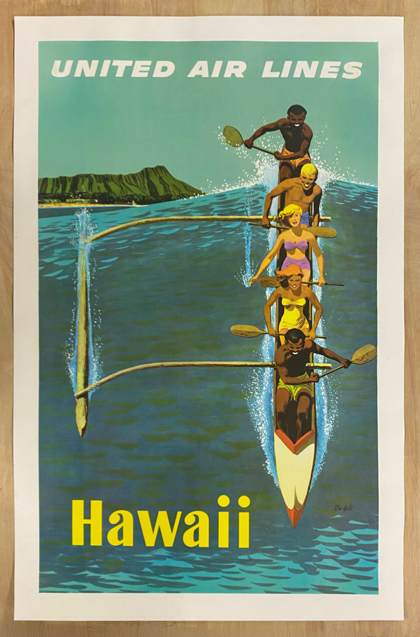 c.1960 United Air Lines Hawaii by Stan Galli Outrigger Canoe Airlines