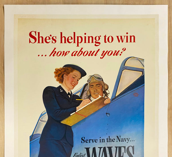 1943 She’s Helping To Win How About You? Serve In US Navy WAVES WWII