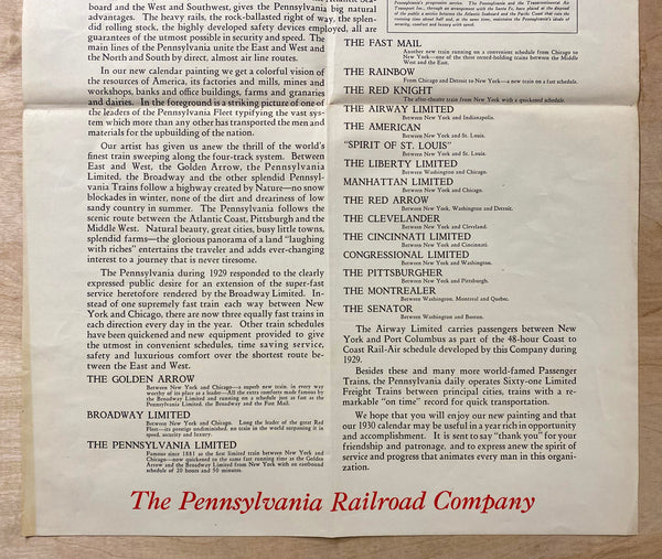 1929 Pennsylvania Railroad Charles Lindbergh Airway Limited TAT Airline&nbsp;