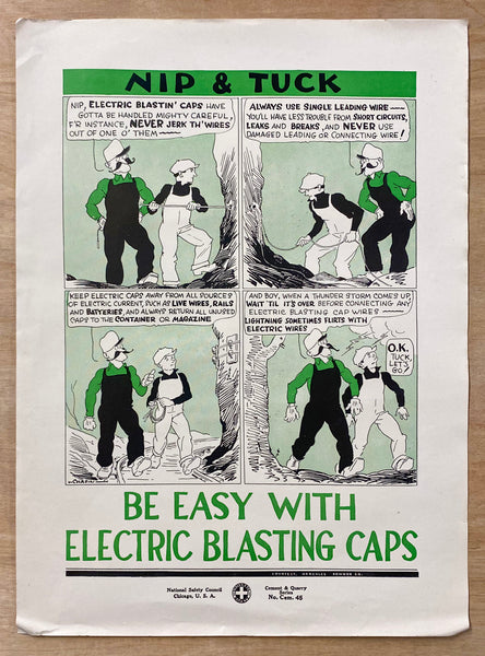 c.1927 Nip & Tuck Hercules Powder Mine Safety Mini Poster Set Archibald Chapin