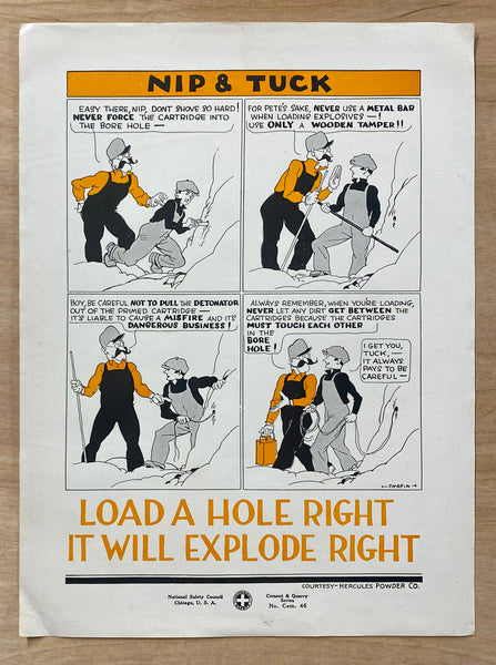 c.1927 Nip & Tuck Hercules Powder Mine Safety Mini Poster Set Archibald Chapin