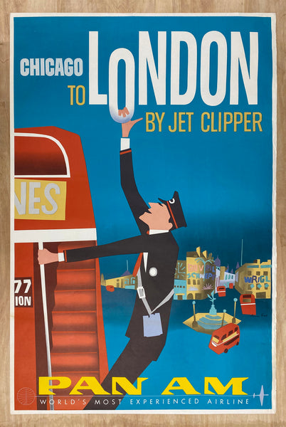 c.1959 Chicago To London By Jet Clipper Aaron Fine Pan Am