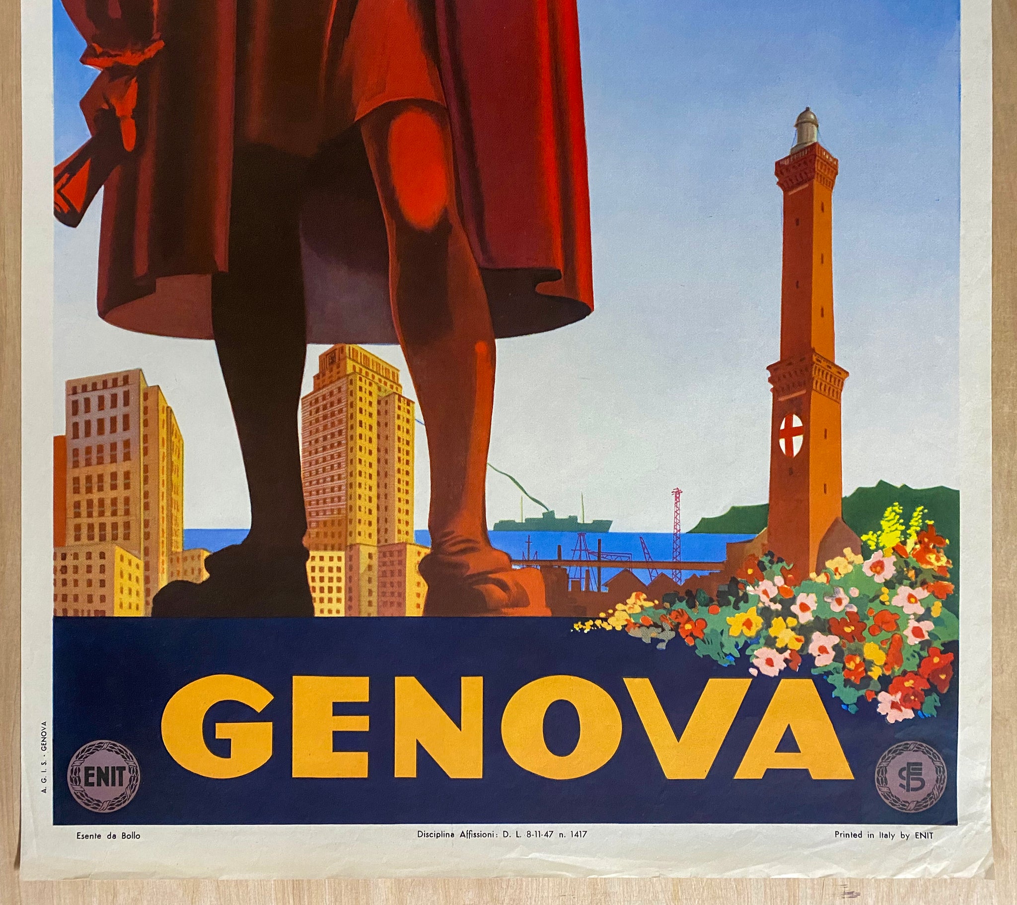 1947 Genova Italy Poster by Guido Zamperoni Genoa Vintage Original