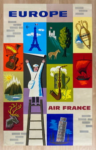 1959 Europe Air France Jean Carlu Mid-Century Modern