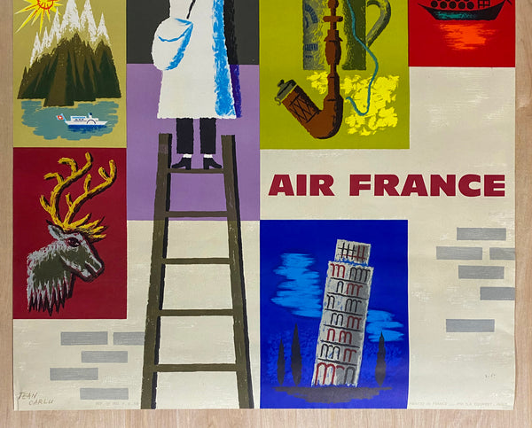 1959 Europe Air France Jean Carlu Mid-Century Modern