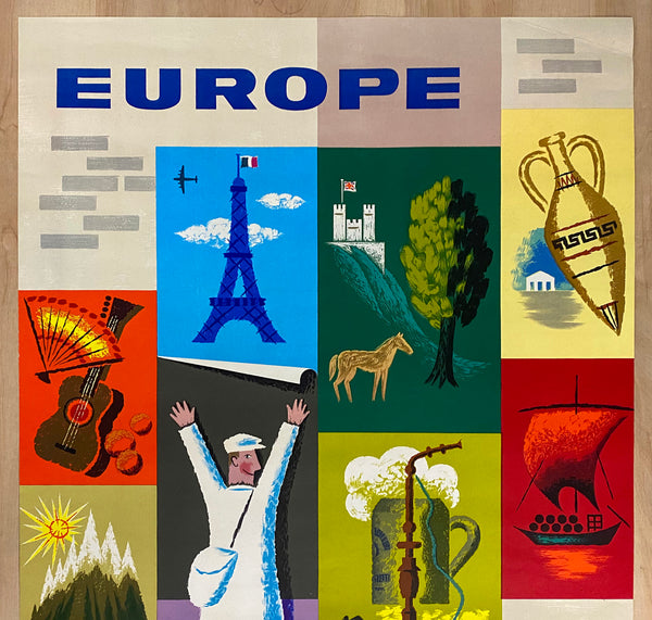 1959 Europe Air France Jean Carlu Mid-Century Modern