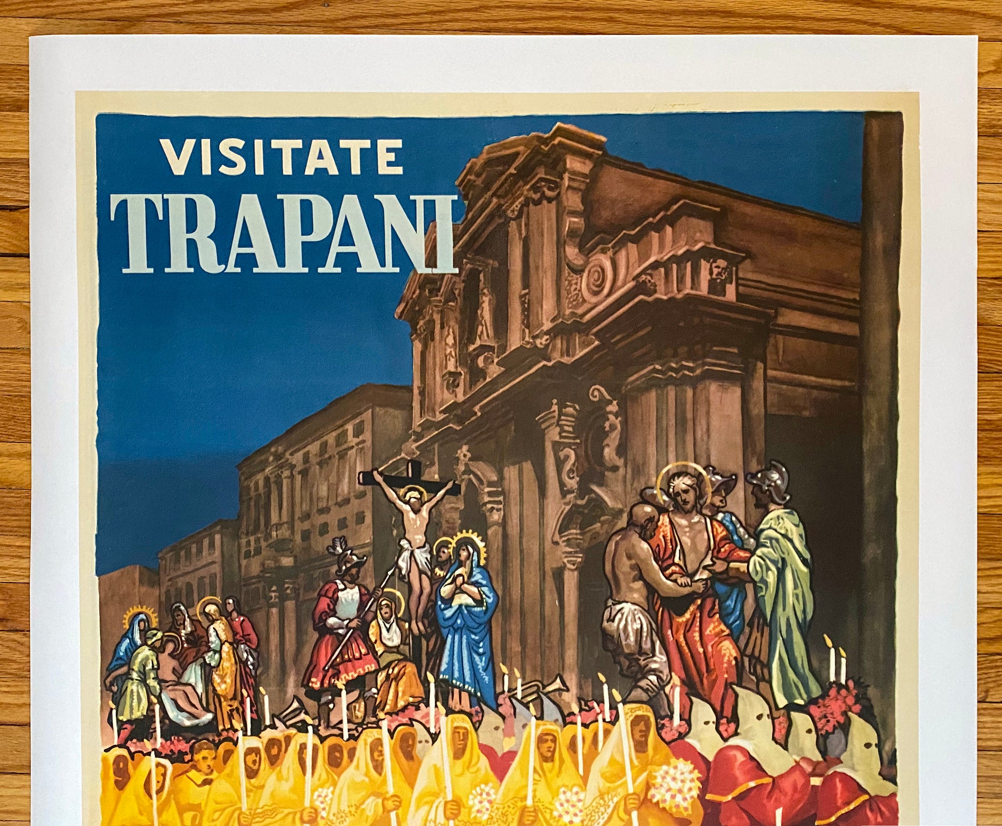 1950 Misteri di Trapani Sicily Italy Travel Poster by Ettore