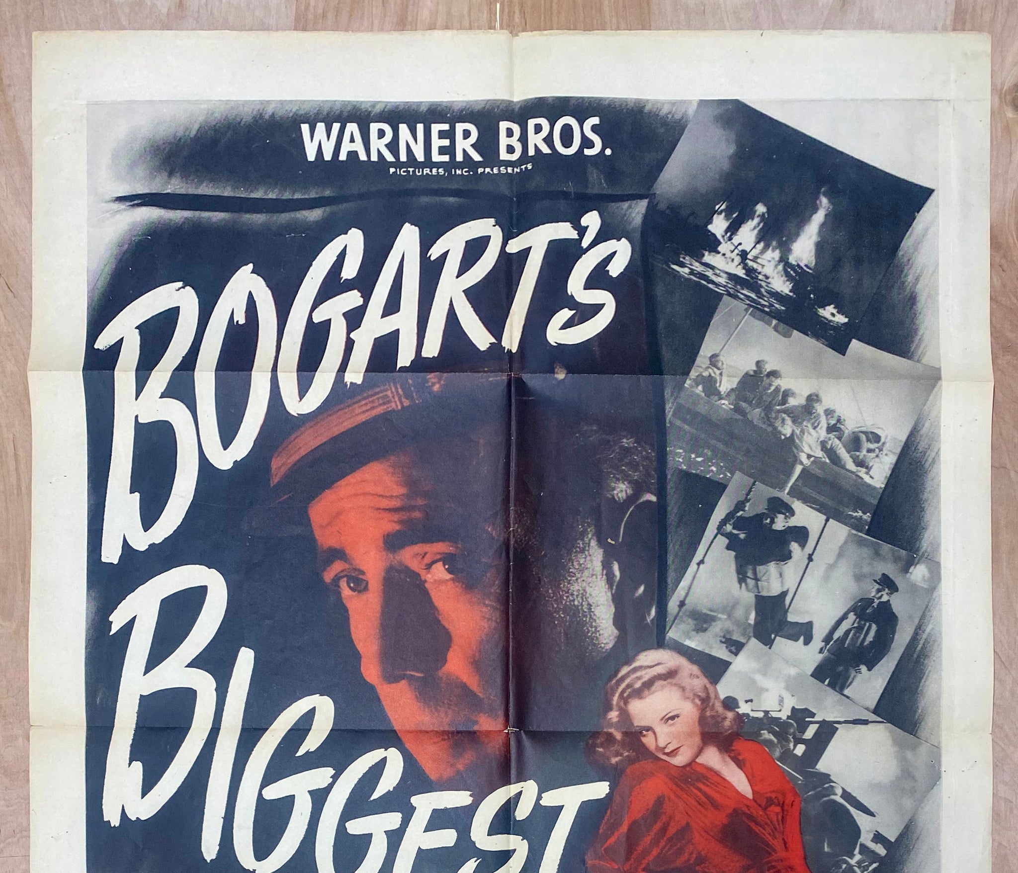 1943 Action In North Atlantic One Sheet Movie Poster Humphrey