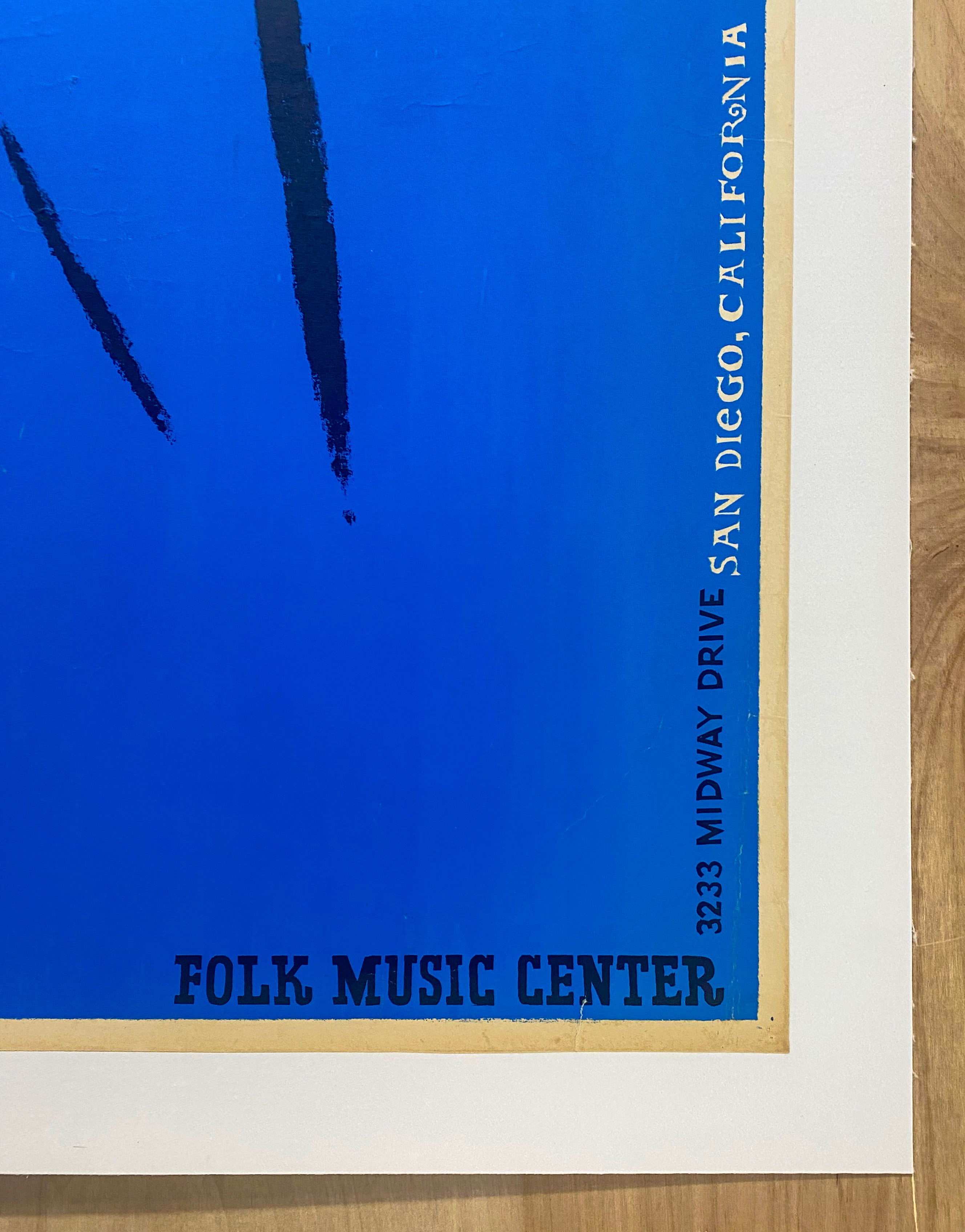 c.1960s Blue Guitar San Diego Folk Music Center Poster by Earl