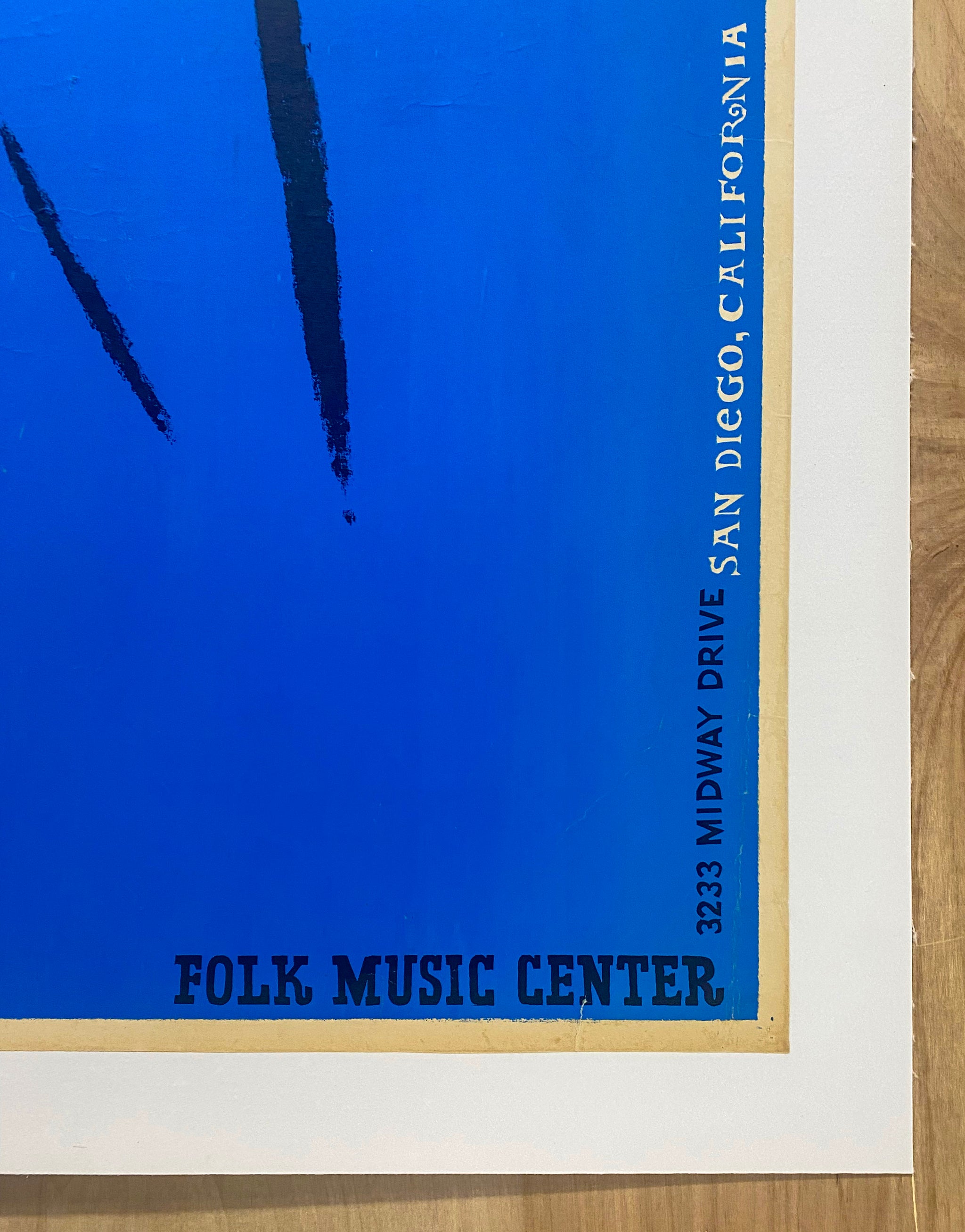 c.1960s Blue Guitar San Diego Folk Music Center Poster by Earl